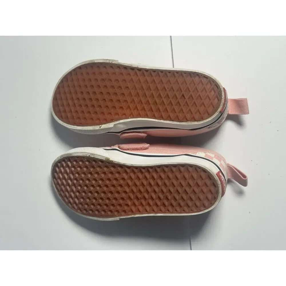 Vans Classic Slip On V Pink White Checkerboard Toddler Shoes Size 9.5